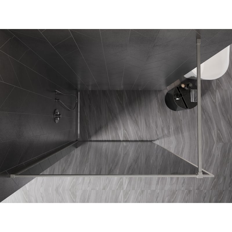 Mexen Kioto-XF ścianka prysznicowa Walk-in z ramką 90 x 202 cm, grafit 10 mm, nikiel szczotkowany - 800-090-104-97-40-X