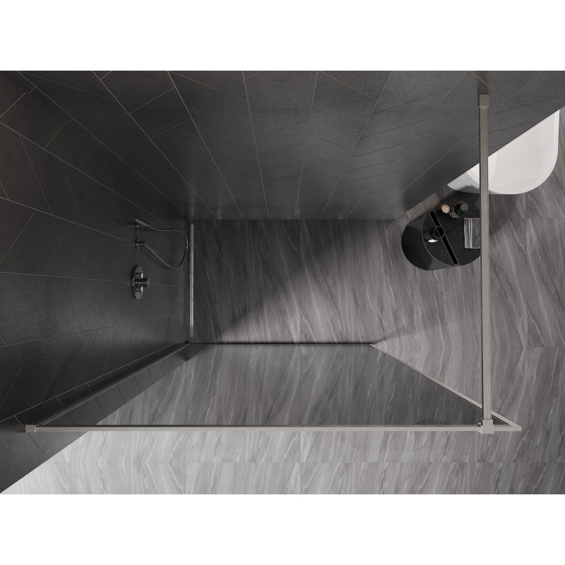 Mexen Kioto-XF ścianka prysznicowa Walk-in z ramką 160 x 202 cm, grafit 10 mm, nikiel szczotkowany - 800-160-104-97-40-X