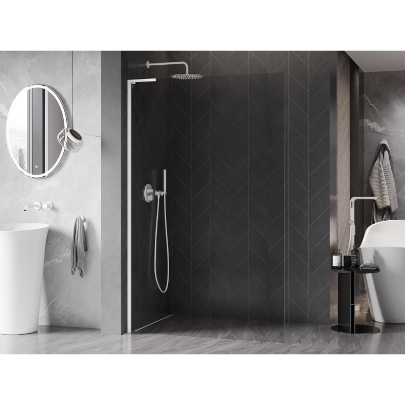 Mexen Kioto-X L ścianka prysznicowa Walk-in 90 x 200 cm, transparent 10 mm, biała - 800-090-107-20-00-X