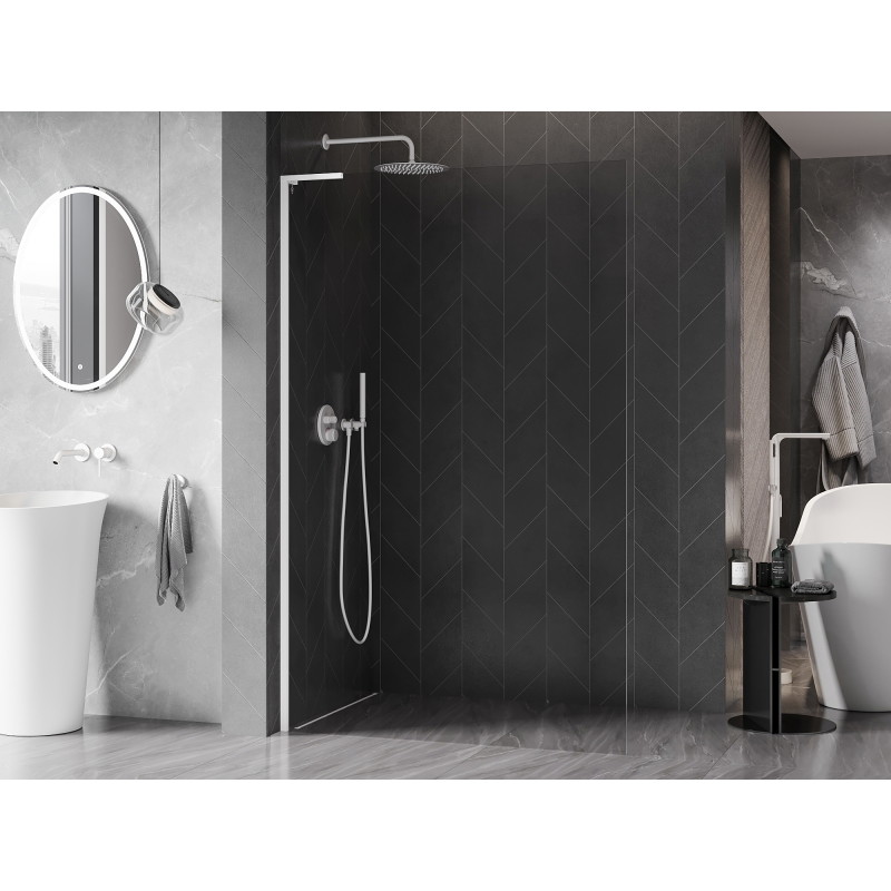 Mexen Kioto-X L ścianka prysznicowa Walk-in 110 x 200 cm, transparent 10 mm, biała - 800-110-107-20-00-X