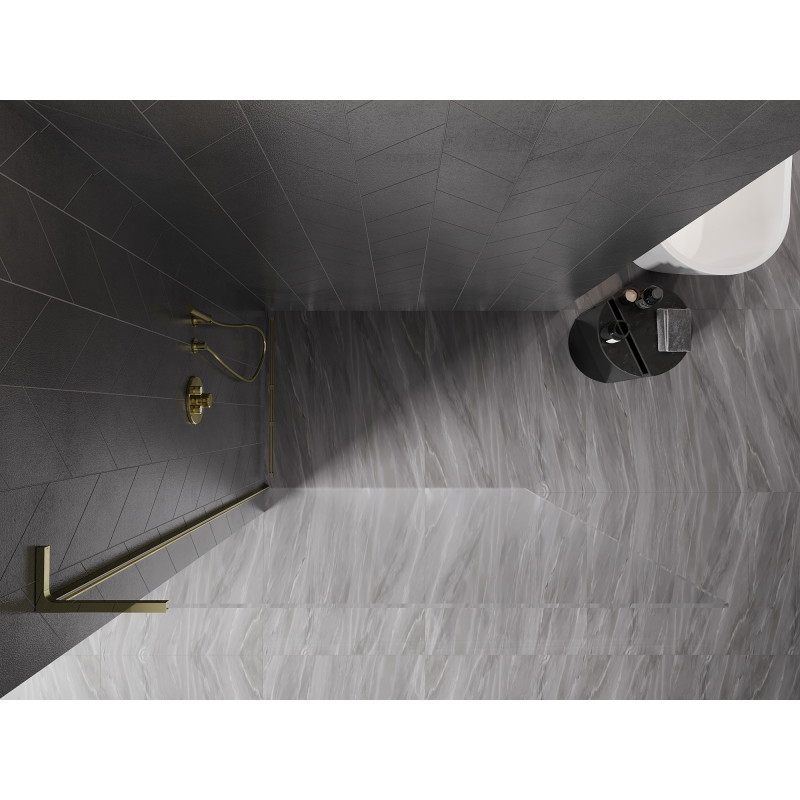 Mexen Kioto-X L ścianka prysznicowa Walk-in 50 x 200 cm, transparent 10 mm, złota - 800-050-107-50-00-X