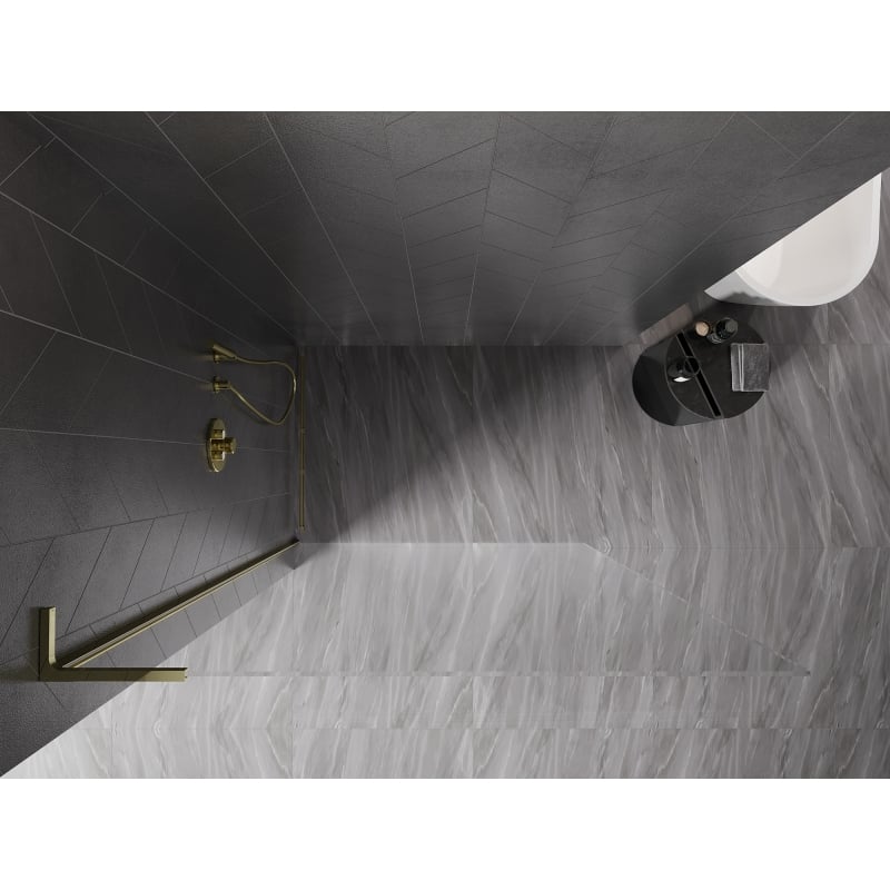 Mexen Kioto-X L ścianka prysznicowa Walk-in 120 x 200 cm, transparent 10 mm, złota - 800-120-107-50-00-X