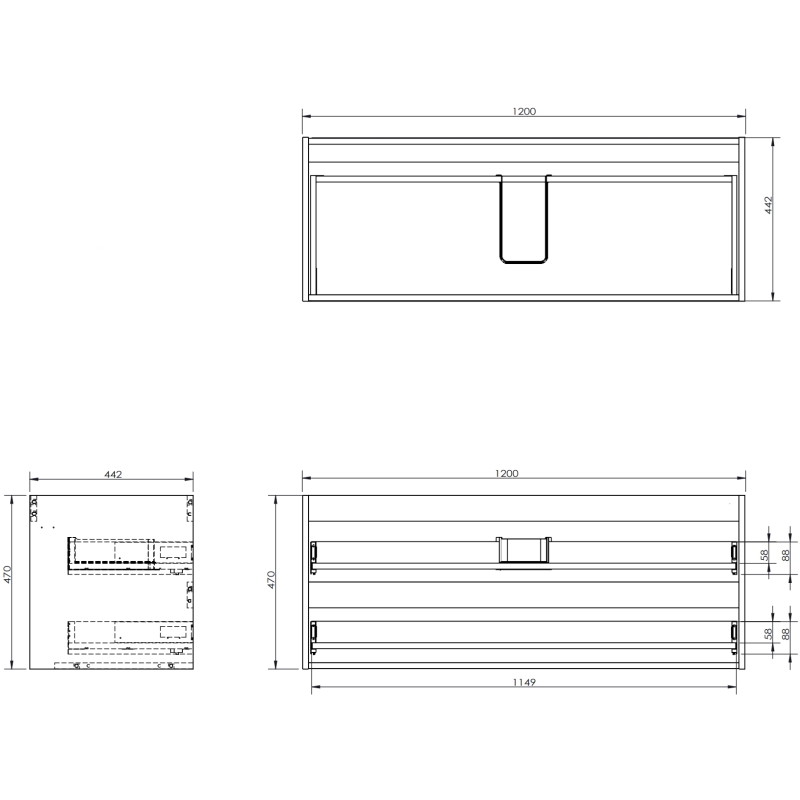 Mexen Box-A korpus szafki podumywalkowej 120 cm, 2 szuflady, szary mat - 91AX0-1200-470-2-62