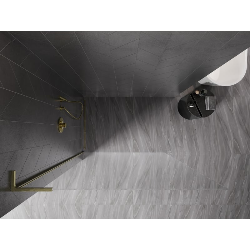 Mexen Kioto-X L ścianka prysznicowa Walk-in 50 x 200 cm, transparent 10 mm, złota szczotkowana - 800-050-107-55-00-X