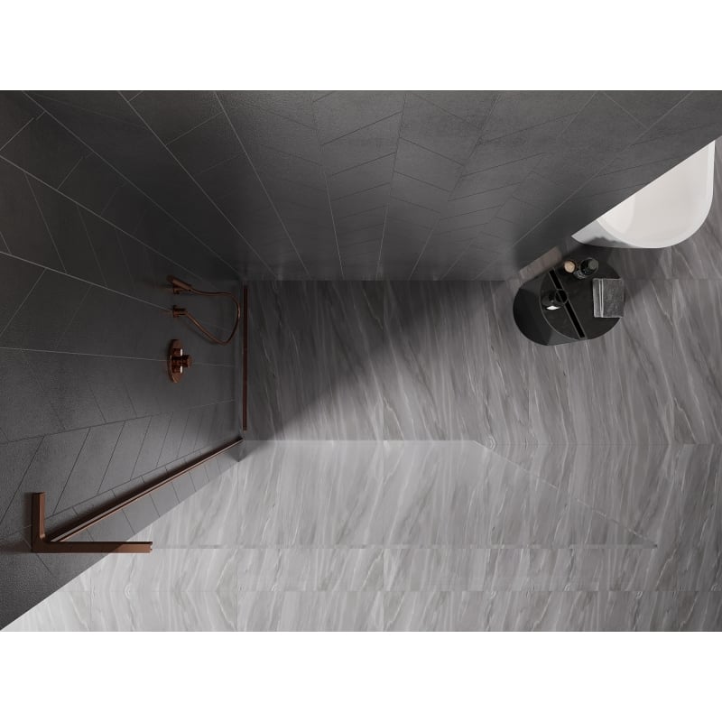 Mexen Kioto-X L ścianka prysznicowa Walk-in 80 x 200 cm, transparent 10 mm, różowe złoto - 800-080-107-60-00-X