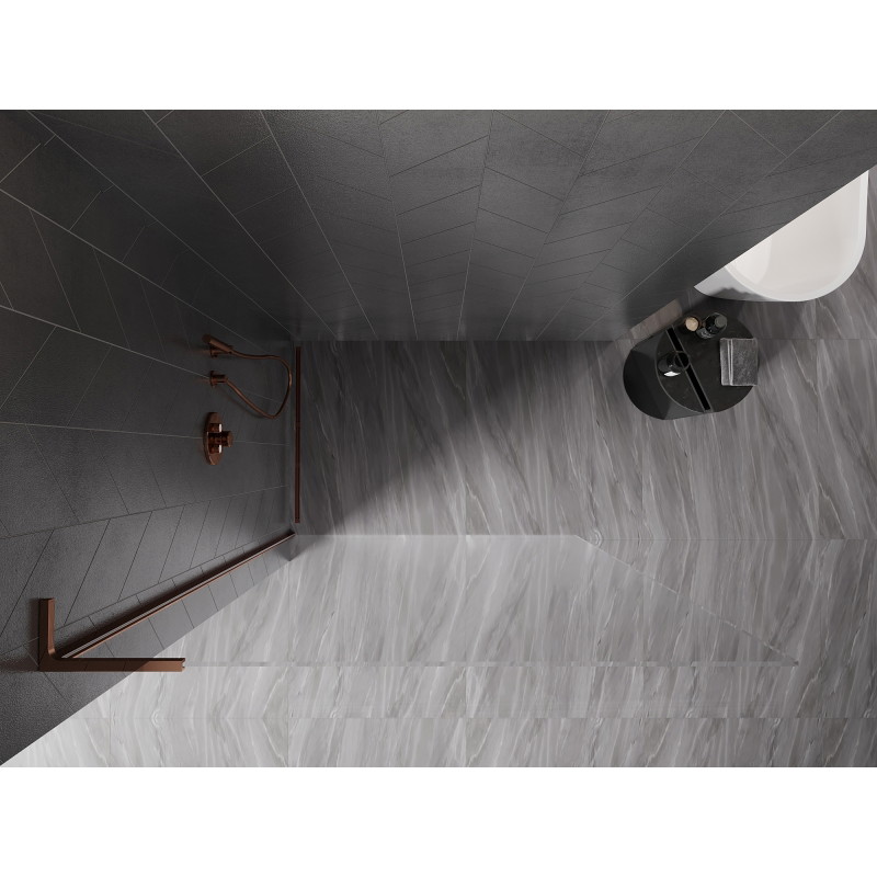 Mexen Kioto-X L ścianka prysznicowa Walk-in 90 x 200 cm, transparent 10 mm, różowe złoto - 800-090-107-60-00-X