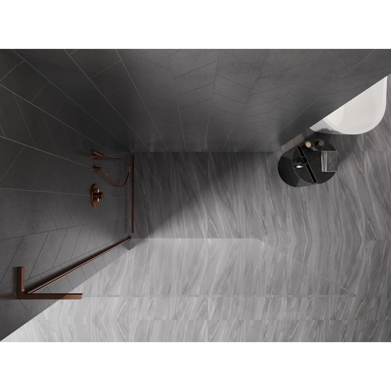 Mexen Kioto-X L ścianka prysznicowa Walk-in 100 x 200 cm, transparent 10 mm, różowe złoto - 800-100-107-60-00-X