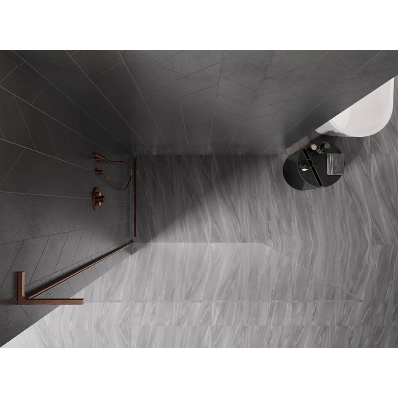 Mexen Kioto-X L ścianka prysznicowa Walk-in 80 x 200 cm, transparent 10 mm, miedź szczotkowana - 800-080-107-65-00-X