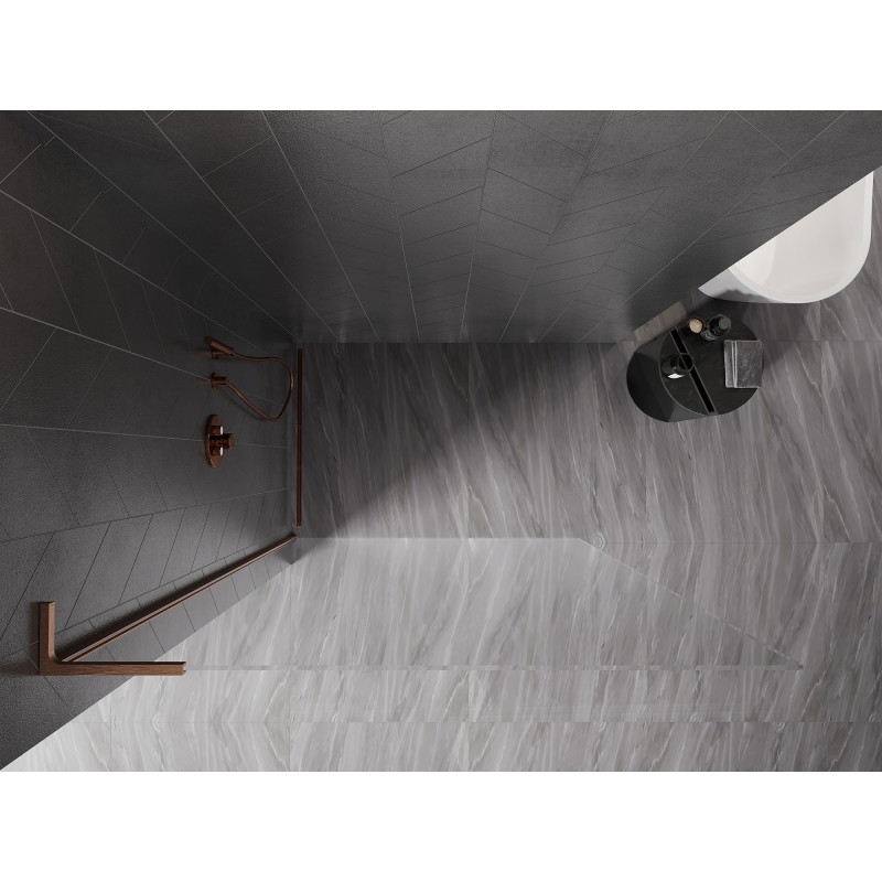 Mexen Kioto-X L ścianka prysznicowa Walk-in 90 x 200 cm, transparent 10 mm, miedź szczotkowana - 800-090-107-65-00-X