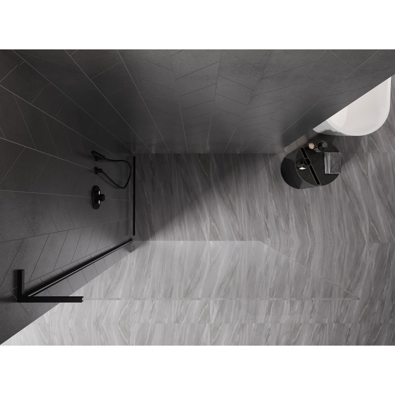 Mexen Kioto-X L ścianka prysznicowa Walk-in 50 x 200 cm, transparent 10 mm, czarna - 800-050-107-70-00-X