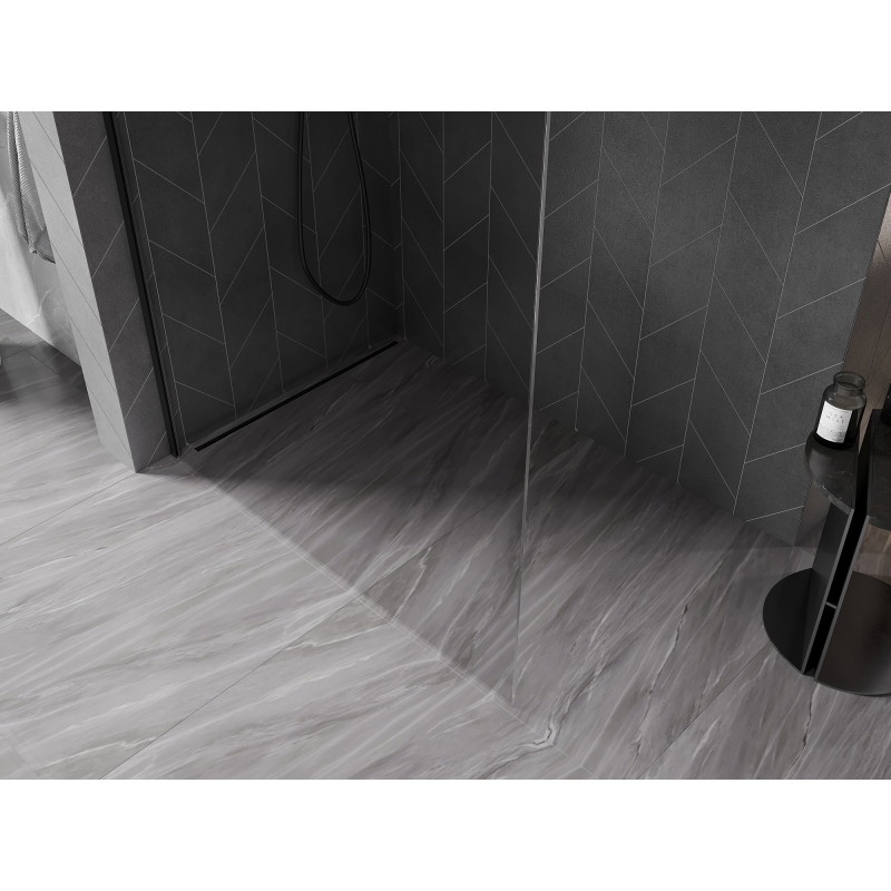 Mexen Kioto-X L ścianka prysznicowa Walk-in 80 x 200 cm, transparent 10 mm, czarna - 800-080-107-70-00-X