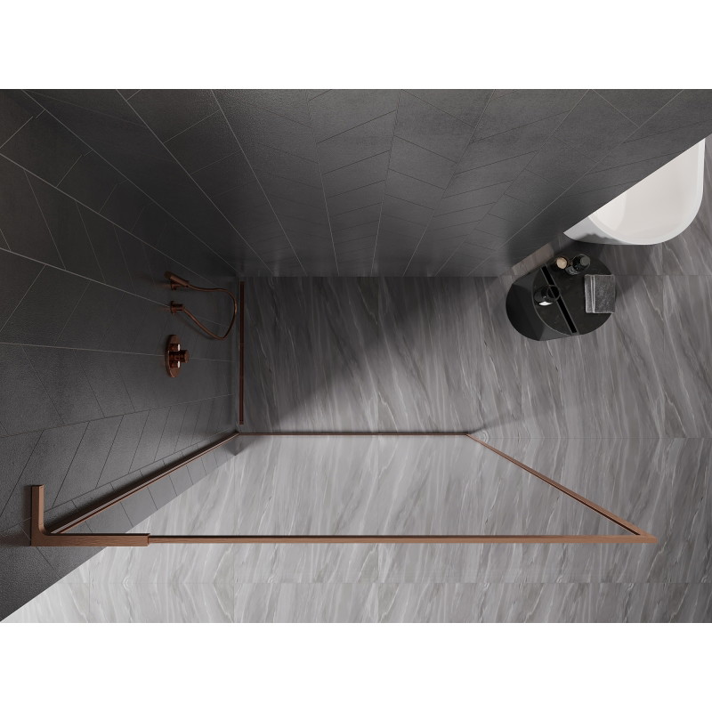 Mexen Kioto-XF L ścianka prysznicowa Walk-in z ramką 50 x 202 cm, transparent 10 mm, miedź szczotkowana - 800-050-174-65-00-XF