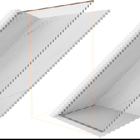 Mexen Kioto-XF L ścianka prysznicowa Walk-in z ramką 70 x 202 cm, transparent 10 mm, miedź szczotkowana - 800-070-174-65-00-XF