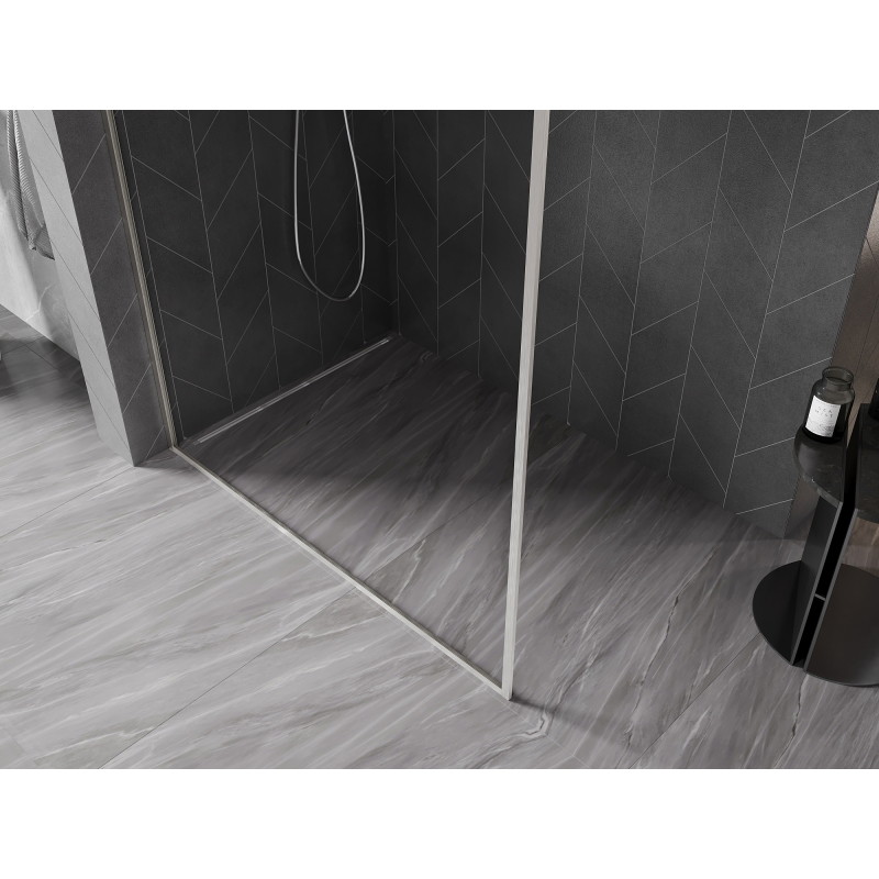 Mexen Kioto-XF L ścianka prysznicowa Walk-in z ramką 110 x 202 cm, transparent 10 mm, nikiel szczotkowany - 800-110-174-97-00-XF