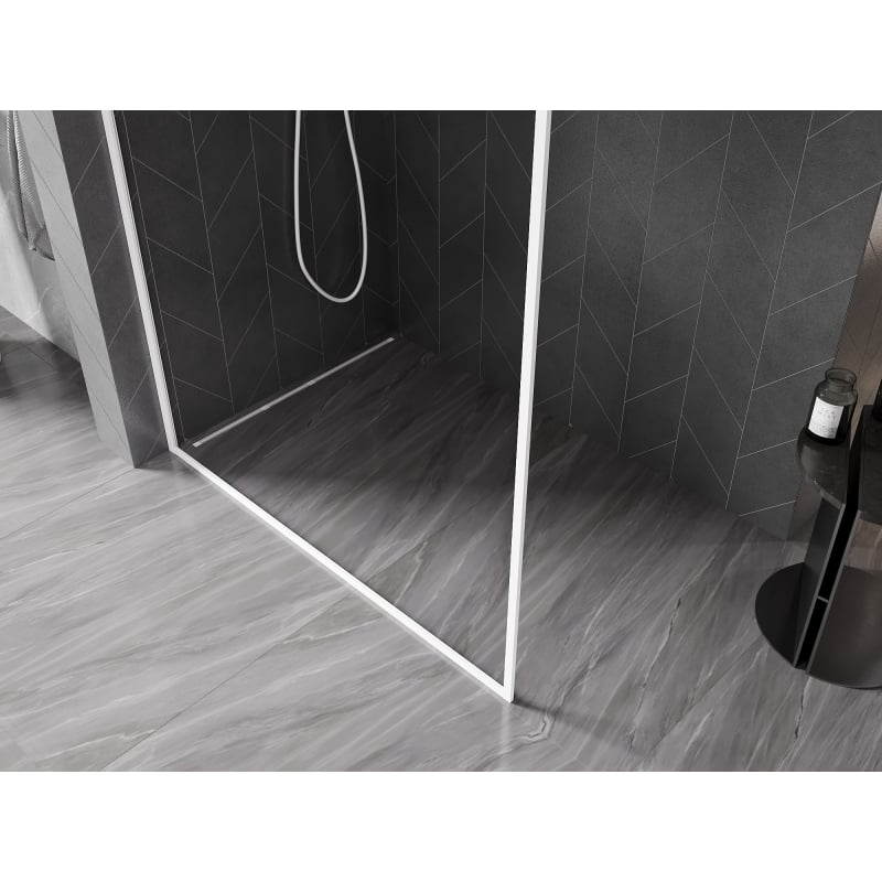 Mexen Kioto-F L ścianka prysznicowa Walk-in z ramką 65 x 202 cm, transparent 8 mm, biała - 800-065-174-20-00