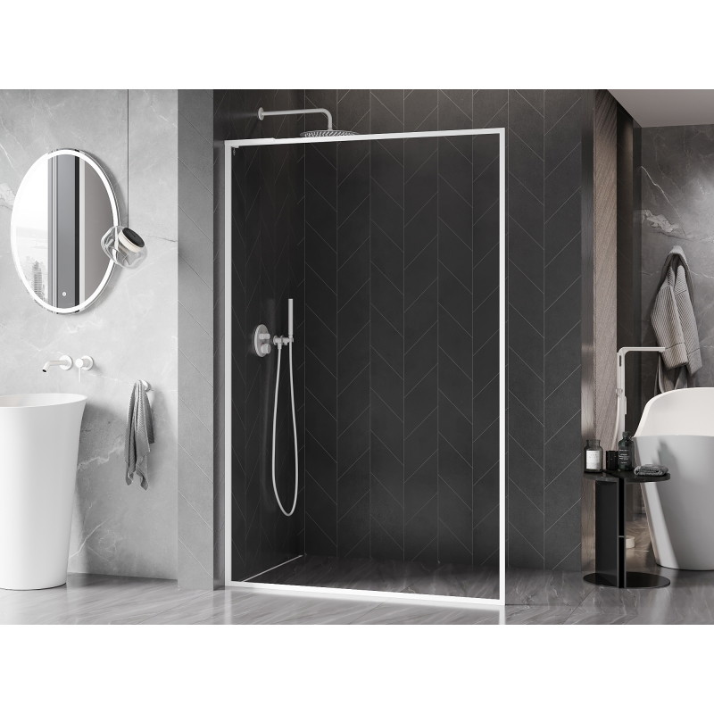 Mexen Kioto-F L ścianka prysznicowa Walk-in z ramką 65 x 202 cm, transparent 8 mm, biała - 800-065-174-20-00