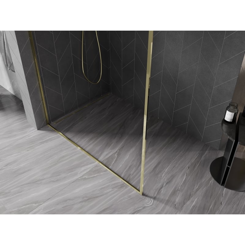 Mexen Kioto-F L ścianka prysznicowa Walk-in z ramką 80 x 202 cm, transparent 8 mm, złota - 800-080-174-50-00