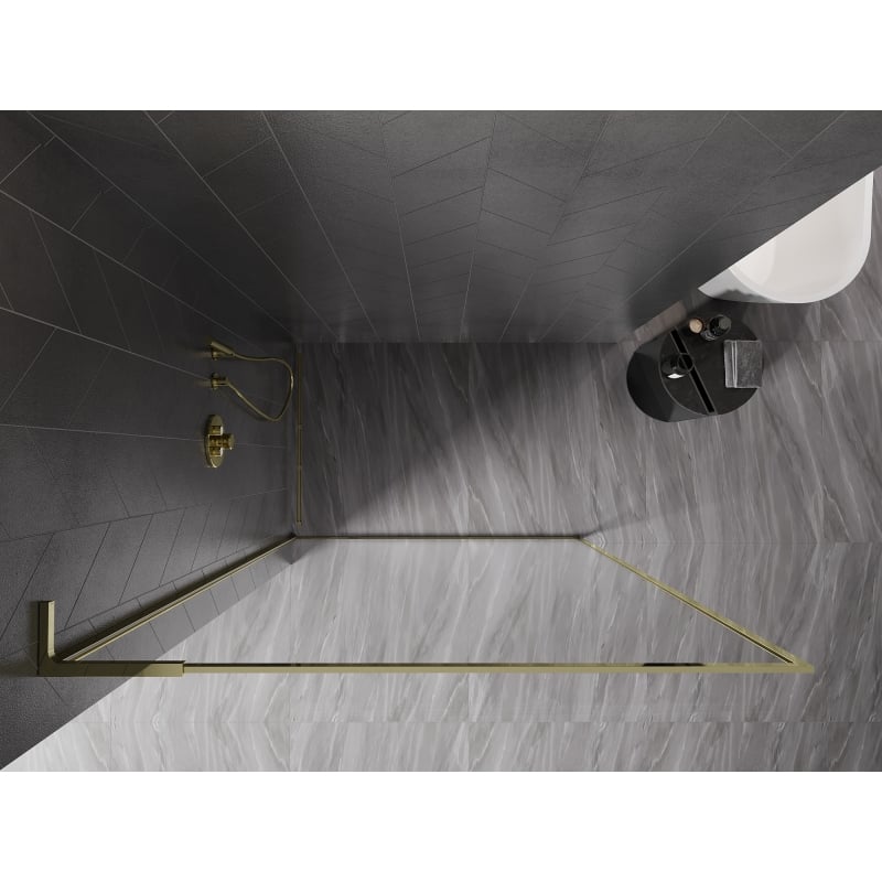 Mexen Kioto-F L ścianka prysznicowa Walk-in z ramką 90 x 202 cm, transparent 8 mm, złota - 800-090-174-50-00