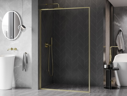 Mexen Kioto-F L ścianka prysznicowa Walk-in z ramką 60 x 202 cm, transparent 8 mm, złota szczotkowana - 800-060-174-55-00