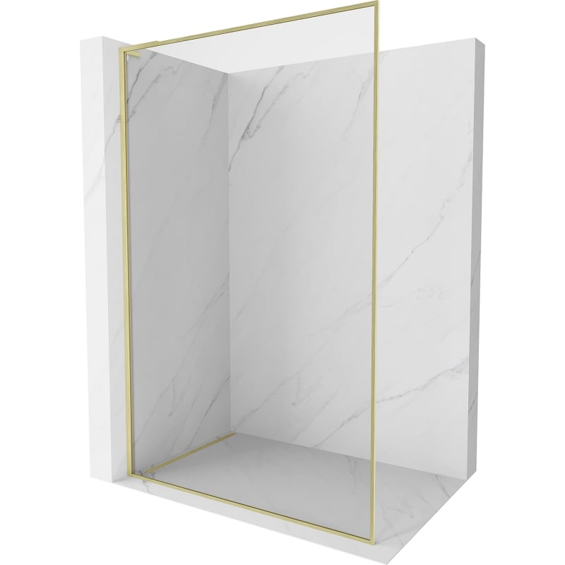Mexen Kioto-F L ścianka prysznicowa Walk-in z ramką 65 x 202 cm, transparent 8 mm, złota szczotkowana - 800-065-174-55-00
