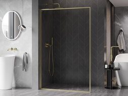 Mexen Kioto-F L ścianka prysznicowa Walk-in z ramką 80 x 202 cm, transparent 8 mm, złota szczotkowana - 800-080-174-55-00