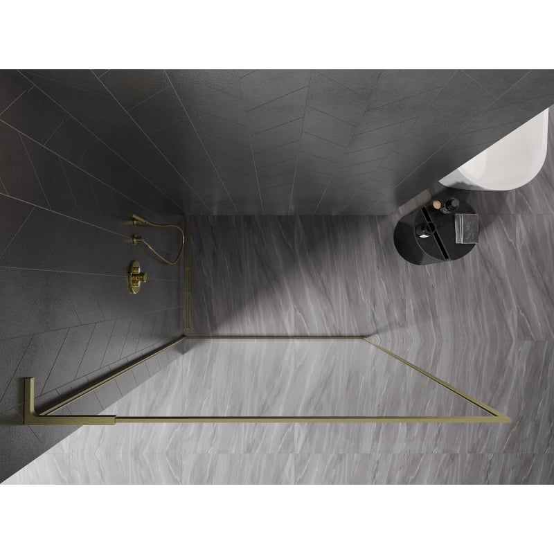 Mexen Kioto-F L ścianka prysznicowa Walk-in z ramką 85 x 202 cm, transparent 8 mm, złota szczotkowana - 800-085-174-55-00