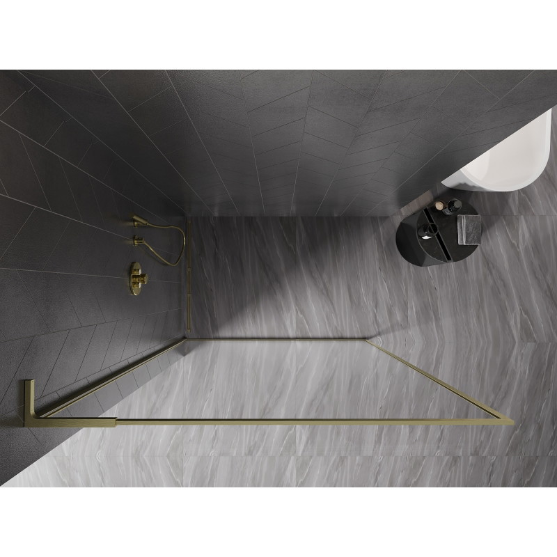 Mexen Kioto-F L ścianka prysznicowa Walk-in z ramką 95 x 202 cm, transparent 8 mm, złota szczotkowana - 800-095-174-55-00