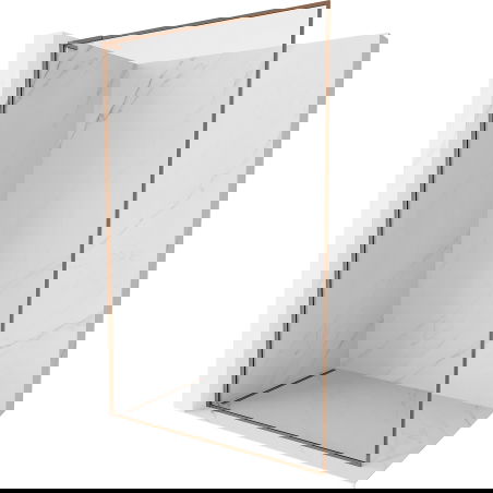 Mexen Kioto-F L ścianka prysznicowa Walk-in z ramką 50 x 202 cm, transparent 8 mm, różowe złoto - 800-050-174-60-00