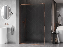 Mexen Kioto-F L ścianka prysznicowa Walk-in z ramką 70 x 202 cm, transparent 8 mm, różowe złoto - 800-070-174-60-00
