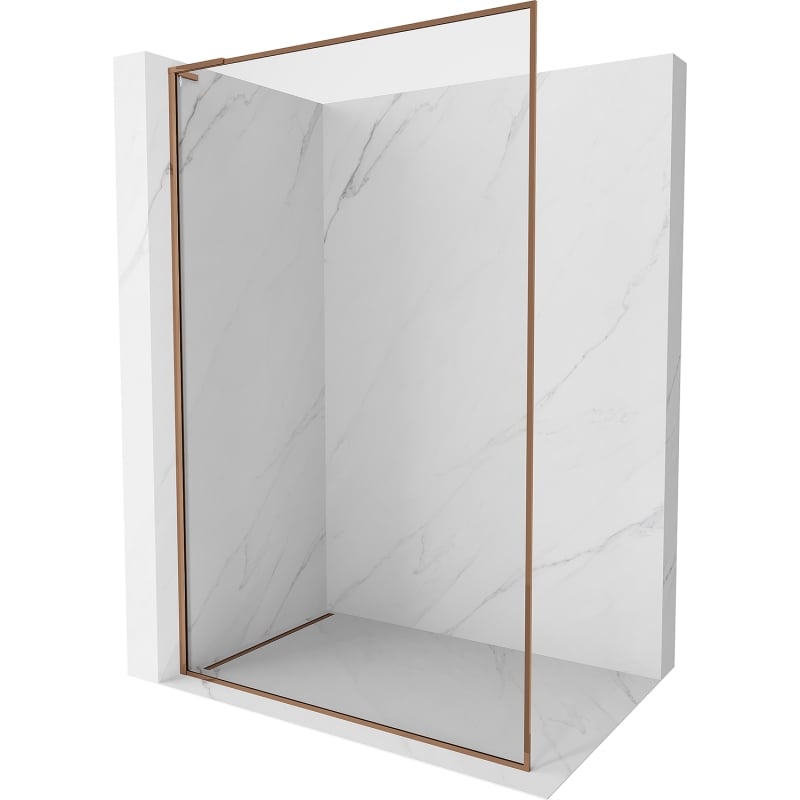 Mexen Kioto-F L ścianka prysznicowa Walk-in z ramką 85 x 202 cm, transparent 8 mm, różowe złoto - 800-085-174-60-00