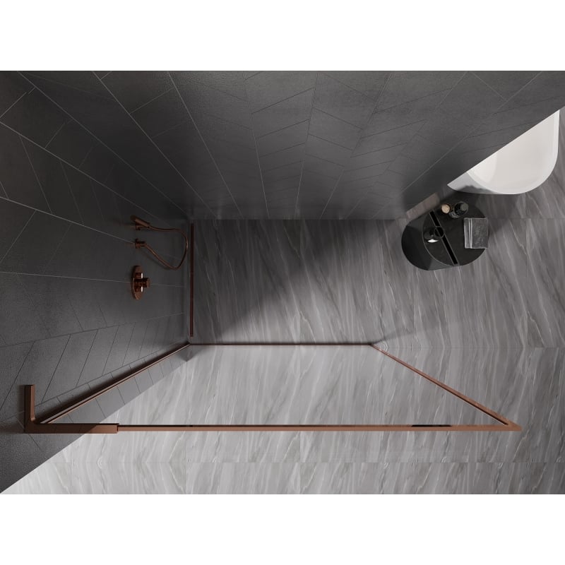 Mexen Kioto-F L ścianka prysznicowa Walk-in z ramką 105 x 202 cm, transparent 8 mm, różowe złoto - 800-105-174-60-00