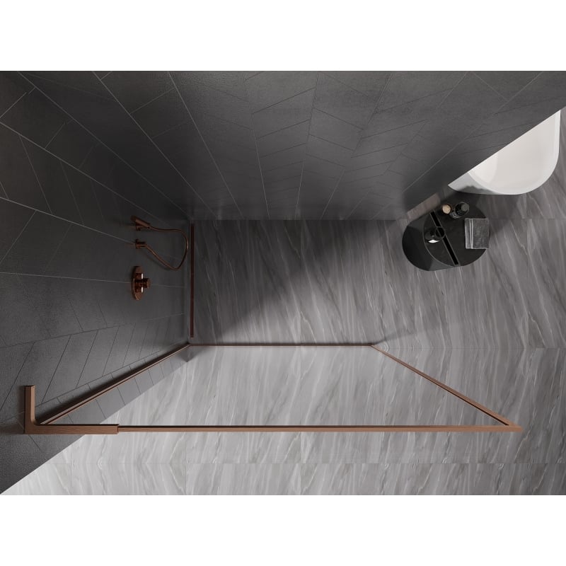 Mexen Kioto-F L ścianka prysznicowa Walk-in z ramką 85 x 202 cm, transparent 8 mm, miedź szczotkowana - 800-085-174-65-00
