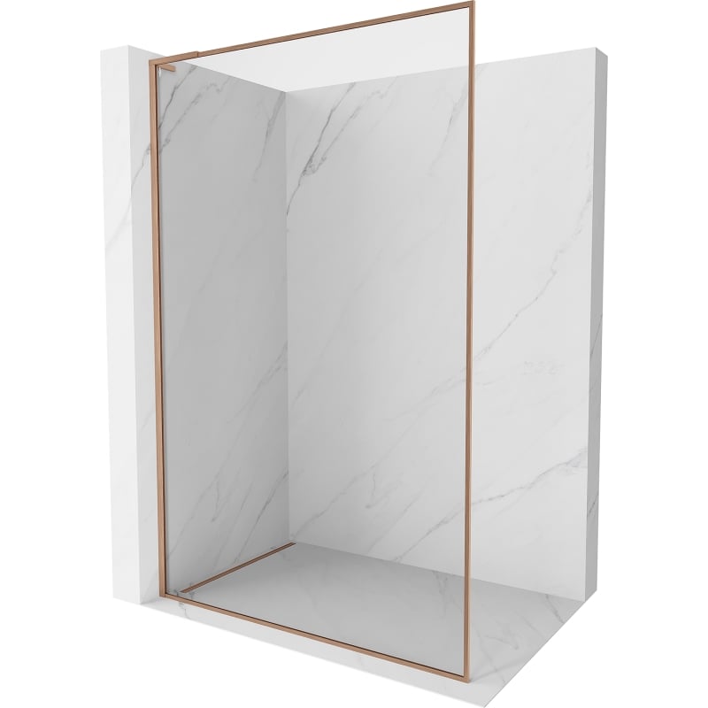 Mexen Kioto-F L ścianka prysznicowa Walk-in z ramką 105 x 202 cm, transparent 8 mm, miedź szczotkowana - 800-105-174-65-00