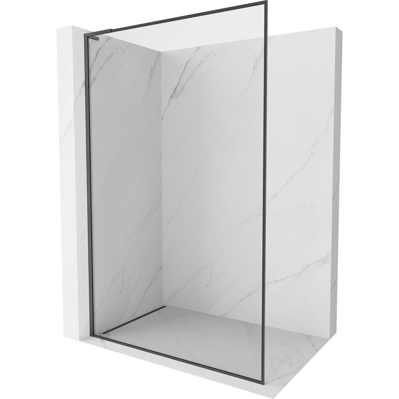 Mexen Kioto-F L ścianka prysznicowa Walk-in z ramką 75 x 202 cm, transparent 8 mm, gun gray szczotkowany - 800-075-174-66-00