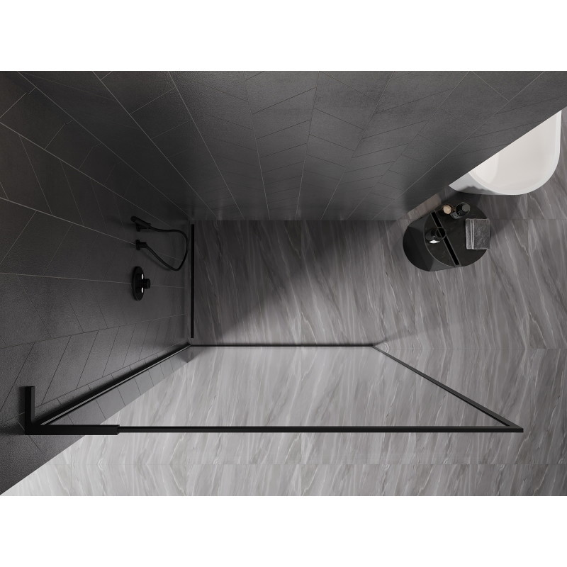 Mexen Kioto-F L ścianka prysznicowa Walk-in z ramką 85 x 202 cm, transparent 8 mm, czarna - 800-085-174-70-00