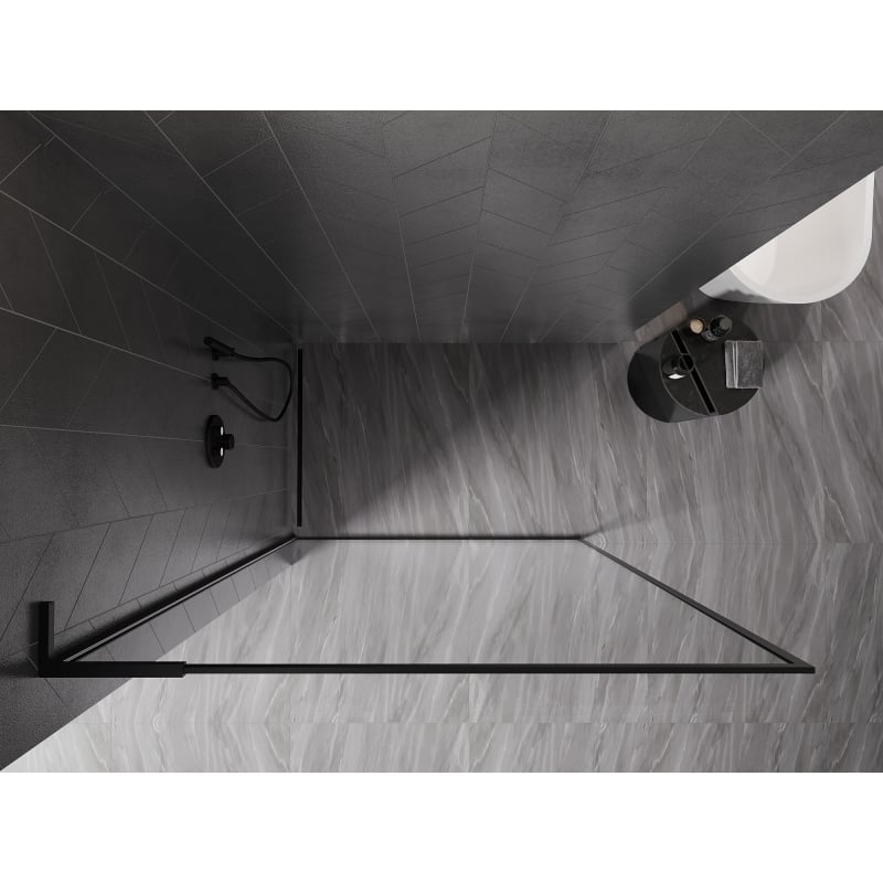 Mexen Kioto-F L ścianka prysznicowa Walk-in z ramką 115 x 202 cm, transparent 8 mm, czarna - 800-115-174-70-00
