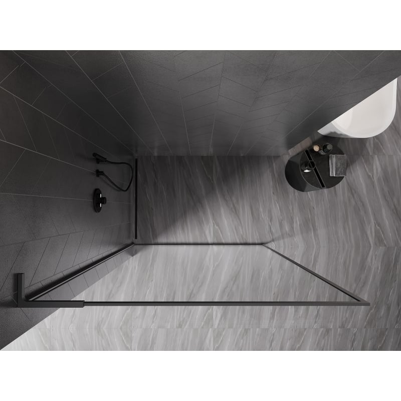Mexen Kioto-F L ścianka prysznicowa Walk-in z ramką 75 x 202 cm, transparent 8 mm, gun metal - 800-075-174-95-00