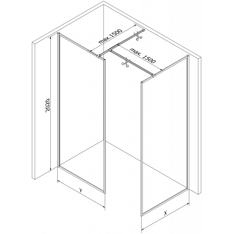 Mexen Kioto-XF ścianka prysznicowa Walk-in z ramką 100 x 80 cm, transparent 10 mm, biała - 800-100-202-04-20-080-XF