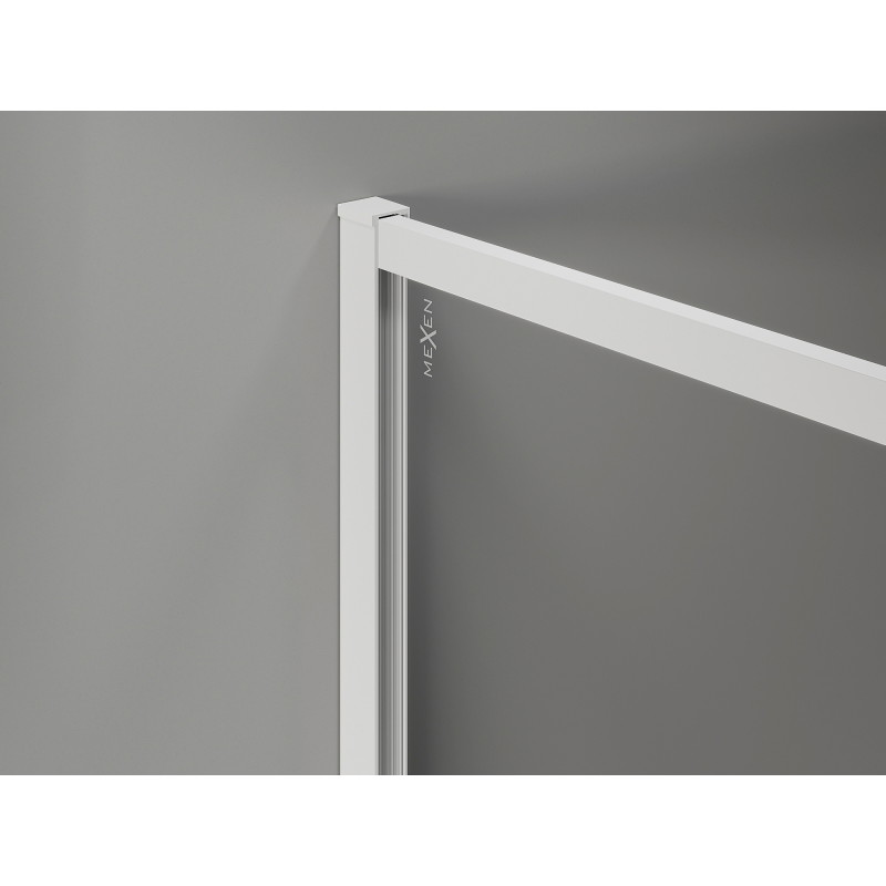 Mexen Kioto-XF ścianka prysznicowa Walk-in z ramką 150 x 100 cm, transparent 10 mm, biała - 800-150-202-04-20-100-XF