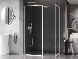 Mexen Kioto-XF ścianka prysznicowa Walk-in z ramką 120 x 110 cm, transparent 10 mm, biała - 800-120-202-04-20-110-XF