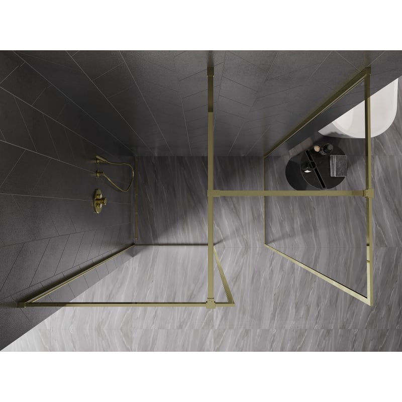 Mexen Kioto-XF ścianka prysznicowa Walk-in z ramką 80 x 80 cm, transparent 10 mm, złota - 800-080-202-04-50-080-XF