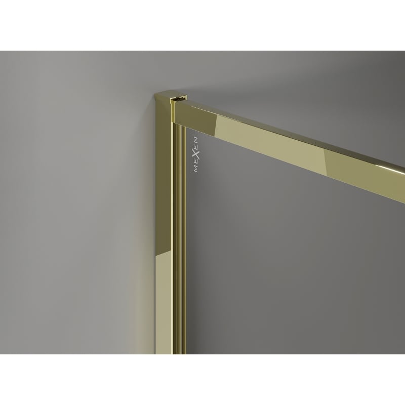 Mexen Kioto-XF ścianka prysznicowa Walk-in z ramką 120 x 120 cm, transparent 10 mm, złota - 800-120-202-04-50-120-XF