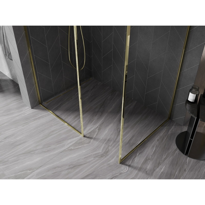 Mexen Kioto-XF ścianka prysznicowa Walk-in z ramką 160 x 120 cm, transparent 10 mm, złota - 800-160-202-04-50-120-XF