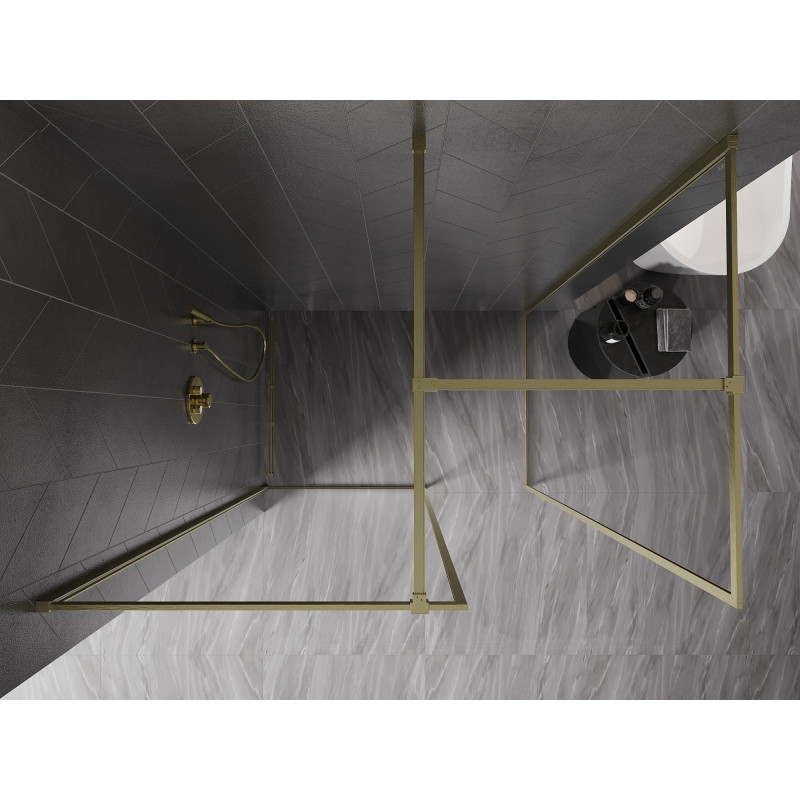 Mexen Kioto-XF ścianka prysznicowa Walk-in z ramką 110x100 cm, transparent 10 mm, złota szczotkowana - 800-110-202-04-55-100-XF