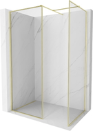 Mexen Kioto-XF ścianka prysznicowa Walk-in z ramką 130x110 cm, transparent 10 mm, złota szczotkowana - 800-130-202-04-55-110-XF