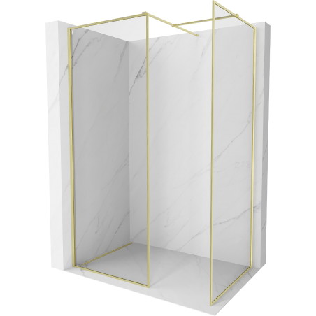 Mexen Kioto-XF ścianka prysznicowa Walk-in z ramką 150x120 cm, transparent 10 mm, złota szczotkowana - 800-150-202-04-55-120-XF