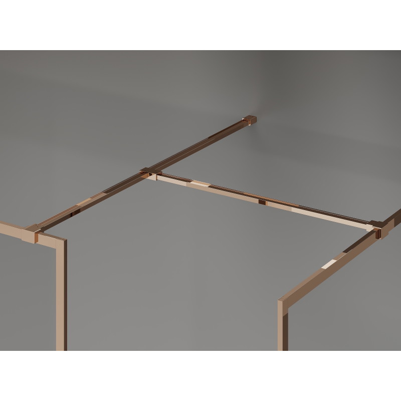 Mexen Kioto-XF ścianka prysznicowa Walk-in z ramką 110 x 70 cm, transparent 10 mm, różowe złoto - 800-110-202-04-60-070-XF