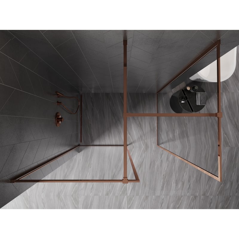 Mexen Kioto-XF ścianka prysznicowa Walk-in z ramką 160 x 80 cm, transparent 10 mm, różowe złoto - 800-160-202-04-60-080-XF