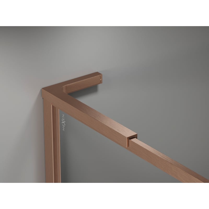 Mexen Kioto-F L ścianka prysznicowa Walk-in z ramką 50 x 202 cm, transparent 8 mm, miedź szczotkowana - 800-050-174-65-00