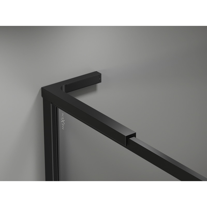 Mexen Kioto-F L ścianka prysznicowa Walk-in z ramką 75 x 202 cm, transparent 8 mm, czarna - 800-075-174-70-00